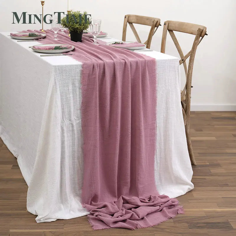 COTTON GAUZE TABLE RUNNER - 23 Colors, 40 & 62cm Wide, Up to 10m - Rustic Tables