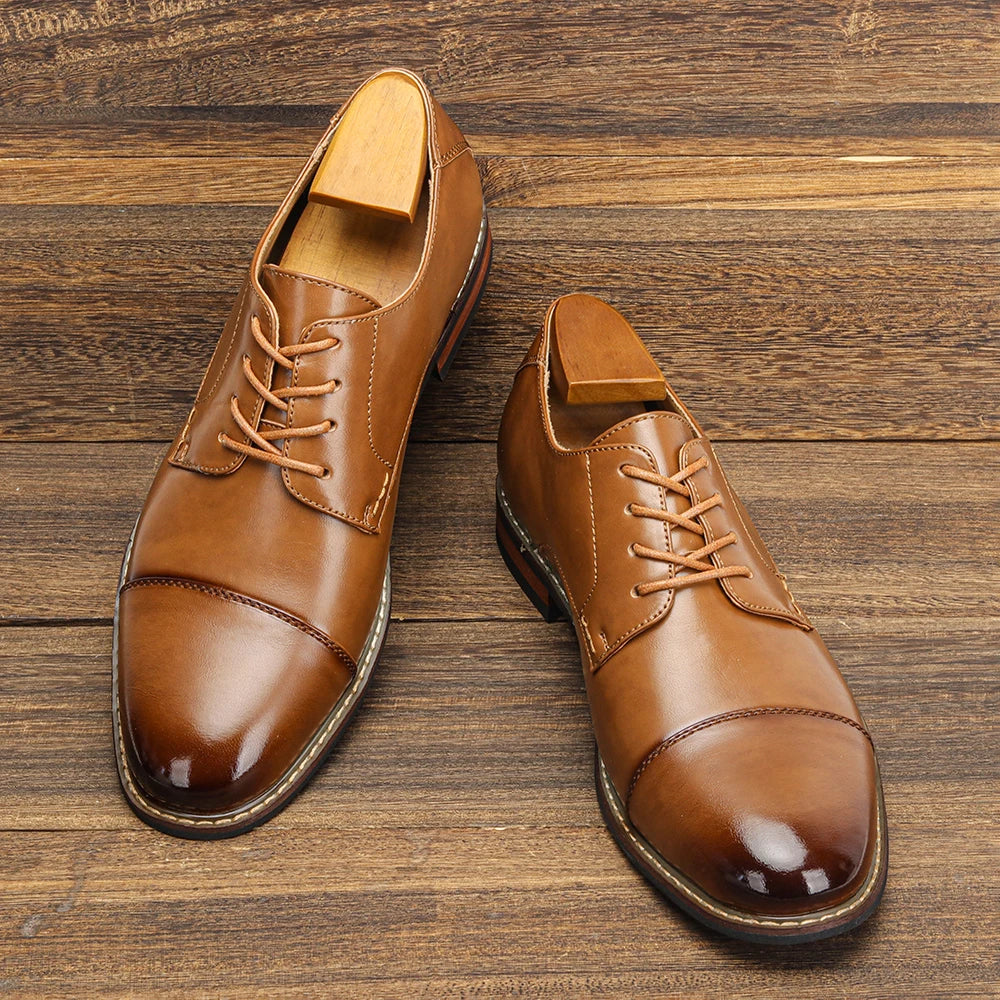 Men's Derby Dress Shoes - Fashion Lace-Up Round Toe Formal Shoes