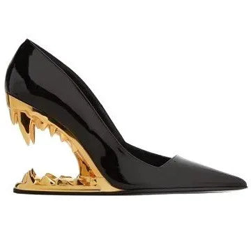 2026 Summer New Metal Tiger Teeth Single Shoes, High Heels, Fashion Show, Women's Wear, Size 44 Women's Sandals