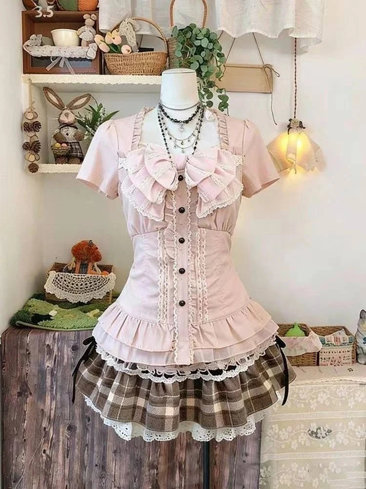 Gothic Retro Sweet Bud Mini Dress Women Harajuku Y2k Strap Dress Y2K Aesthetic Club Party Fashion Outfits