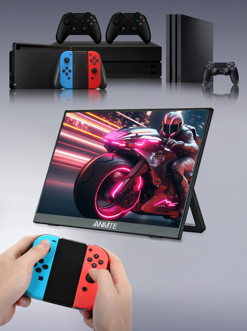 Anmite 16-Inch Portable Touch Monitor Non-touch optional 1200P HDR 16:10 For XBox PS4 / 5 Switch Cell Phone PC Laptop Extension