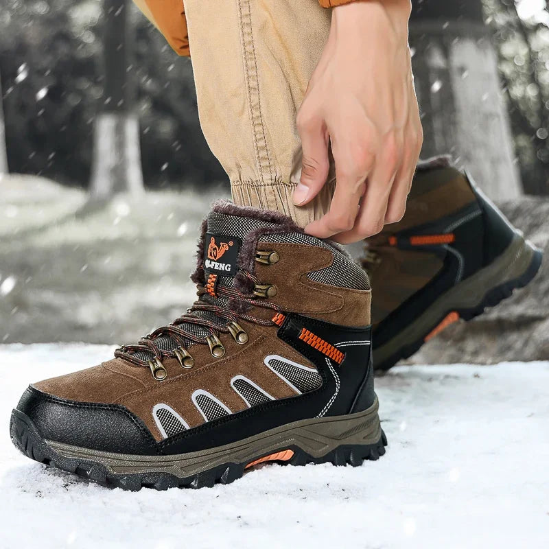 Men's Winter Ankle Boots - Waterproof Lace-Up Hiking Outdoor High-Top Shoes