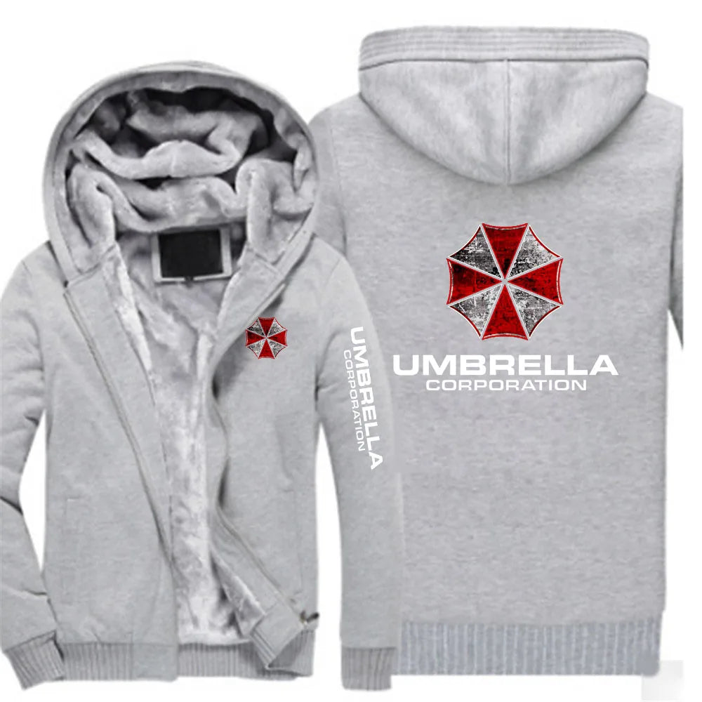 2025 Leisure Versatile Hoodies Autumn And Winter Men's Popular Jacket Umbrella Corporation Graphic Logo Print Fleece Warm Coat