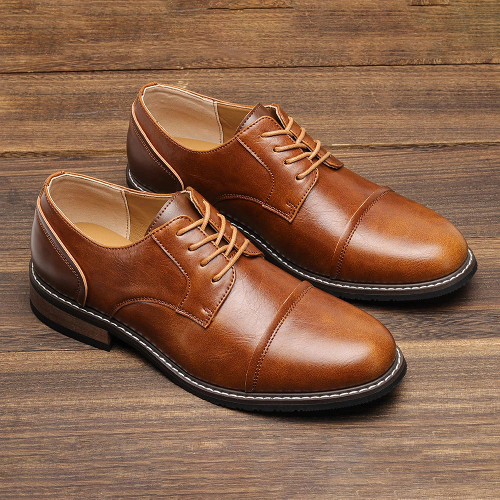 URBAN DERBY - Men's Casual Lace-Up Derby Shoes - Lightweight Faux Leather Dress Shoes, US Sizes 7-13