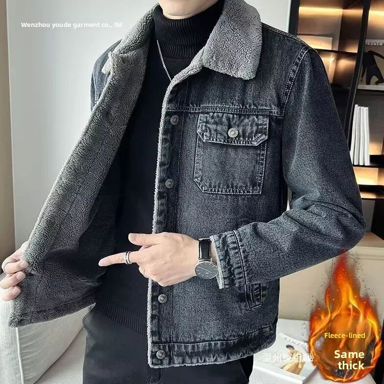 DENIM FUR - Men's Winter Denim Jacket with Faux Fur Lining - 5 Colors, M–6XL