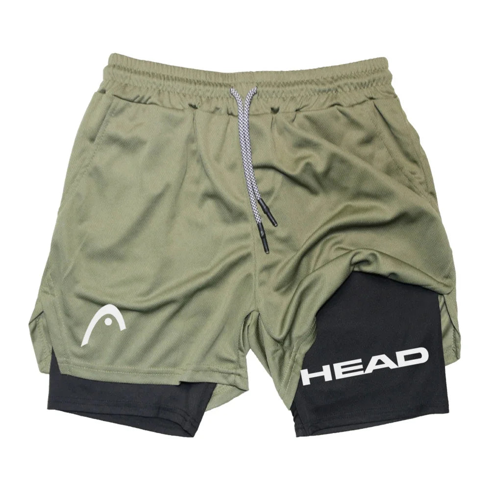 Anime Berserk Head Running Shorts Men Fitness Gym Training 2-in-1 Sports Quick Dry Workout Jogging Double Deck Summer