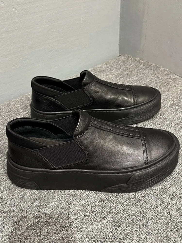 RETRO LIFT - Platform Cowhide Loafers - Slip On, Stand Taller