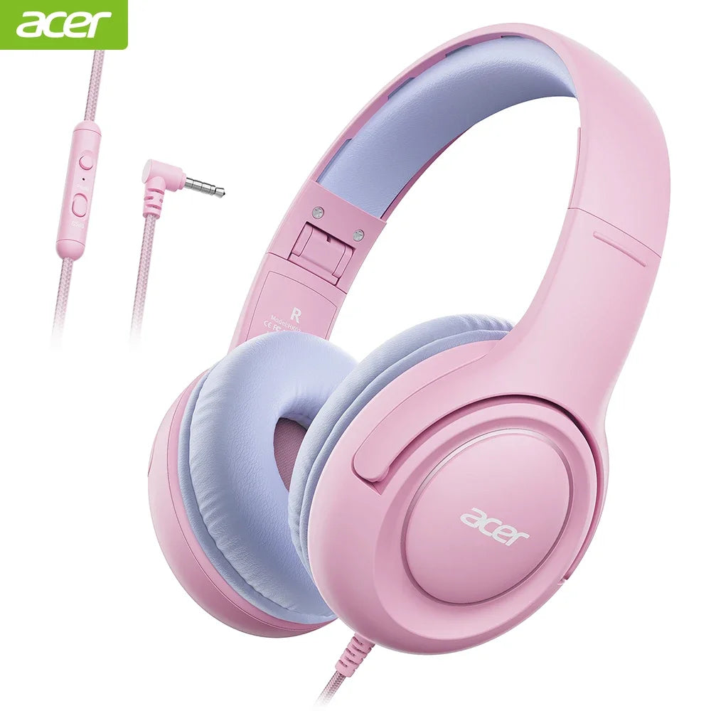 Acer HK03 Kids Wired Headphones Pink Volume Limiter 85dB