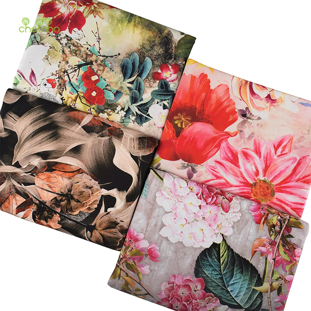 Chainho Printed Cotton Linen Fabric – 140cm Wide, 5 Patterns