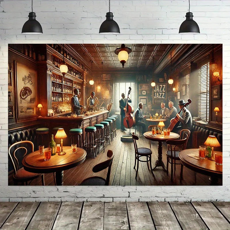 Jazz Bar Backdrop - Multi-Size - Party Atmosphere
