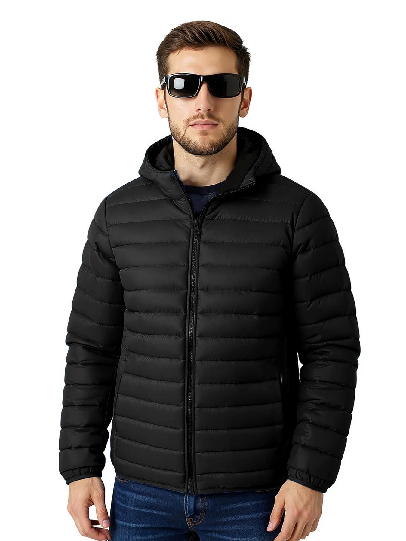 Men's Lightweight Hooded Cotton Jacket - Windproof & Warm - Casual Outdoor Done Easy