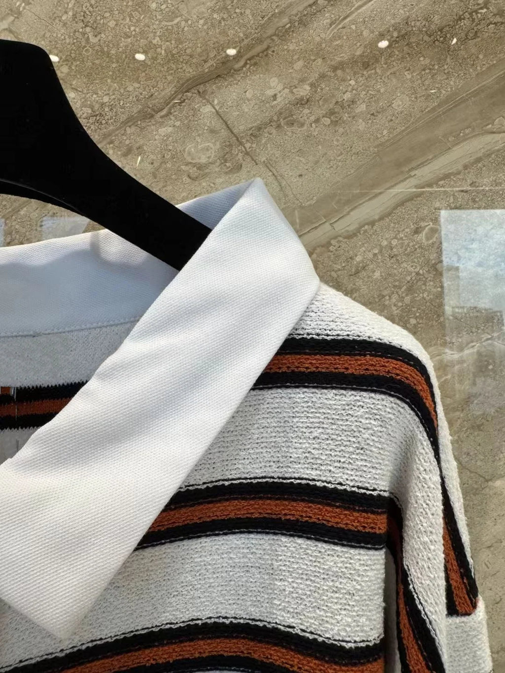 Women's Retro Striped Long Sleeve Polo Shirt Soft Fabric Horizontal Early Spring Collection C26 high version