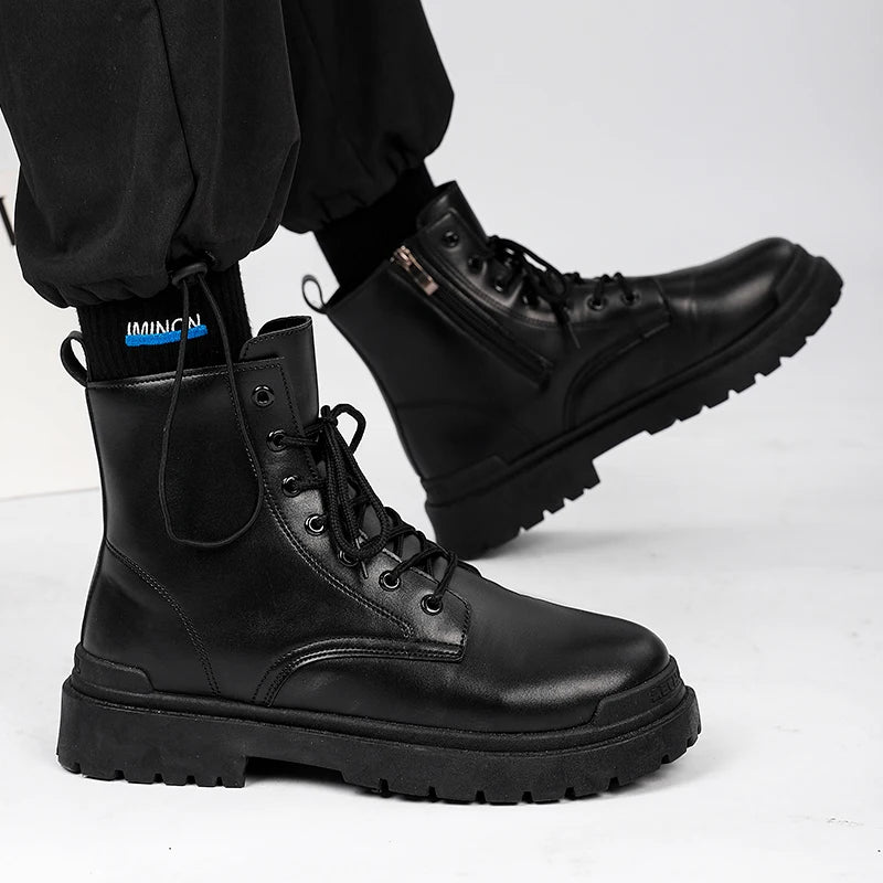 TRAIL BOSS - Men's Retro Leather Hiking Boots - Thick Sole, Anti-Slip Ankle Boots