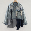 Patchwork Asymmetric Denim Jacket