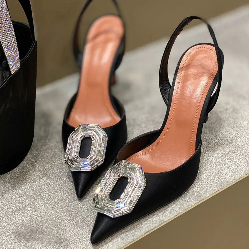 Water Diamond Buckle Toe Sandals 2026 New Pointed Thin Heel Hollow Banquet High Heels Platform Sandals Women Shoes
