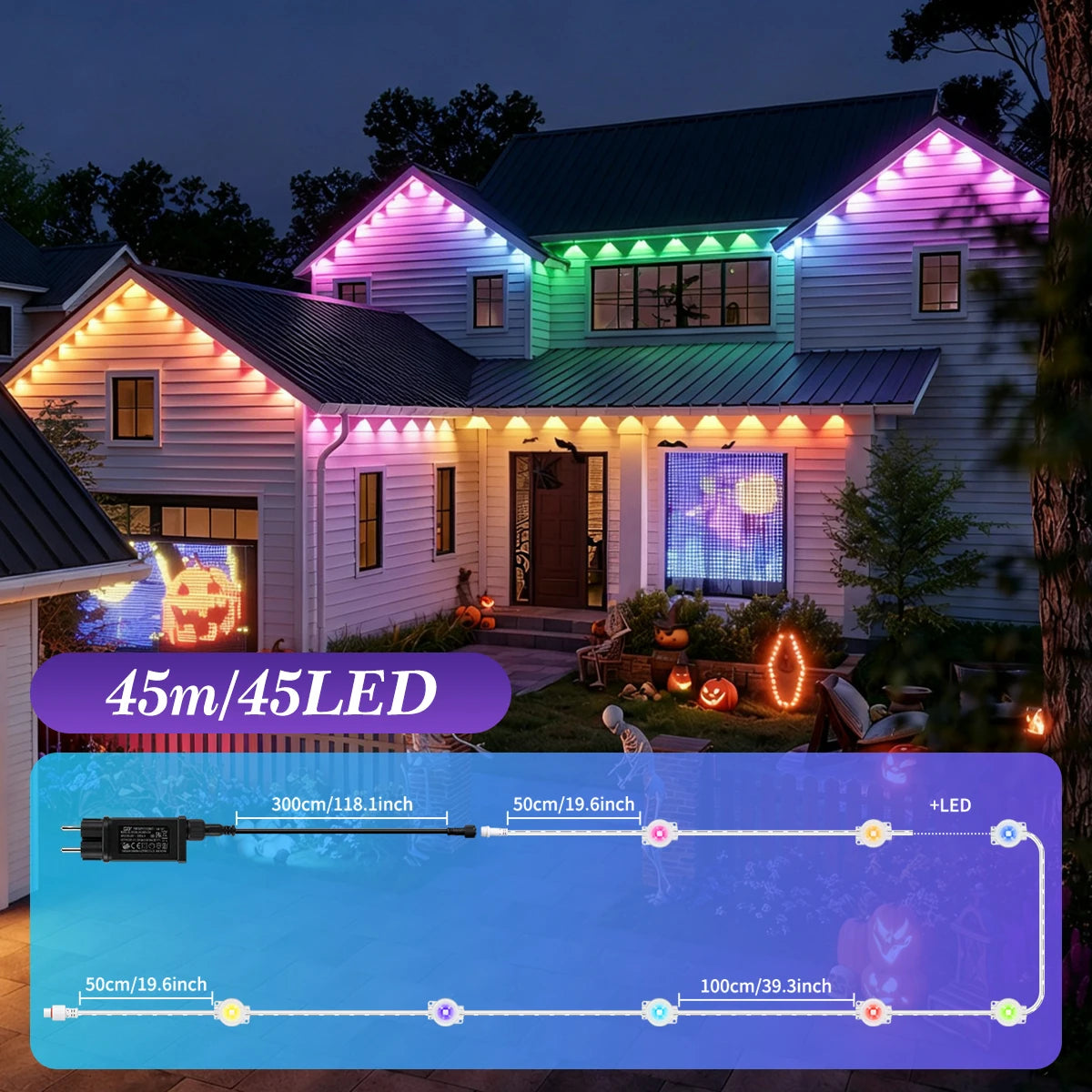 Permanent Christmas Eave Lights - 30 or 45 m - Smart RGB Glow