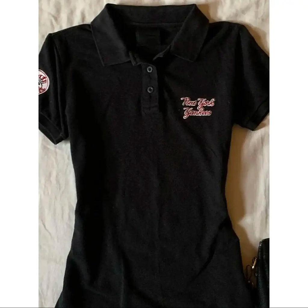 American retro vintage letter polo shirt patchwork short sleeved polo shirt women summer top trend shirts women streetwear