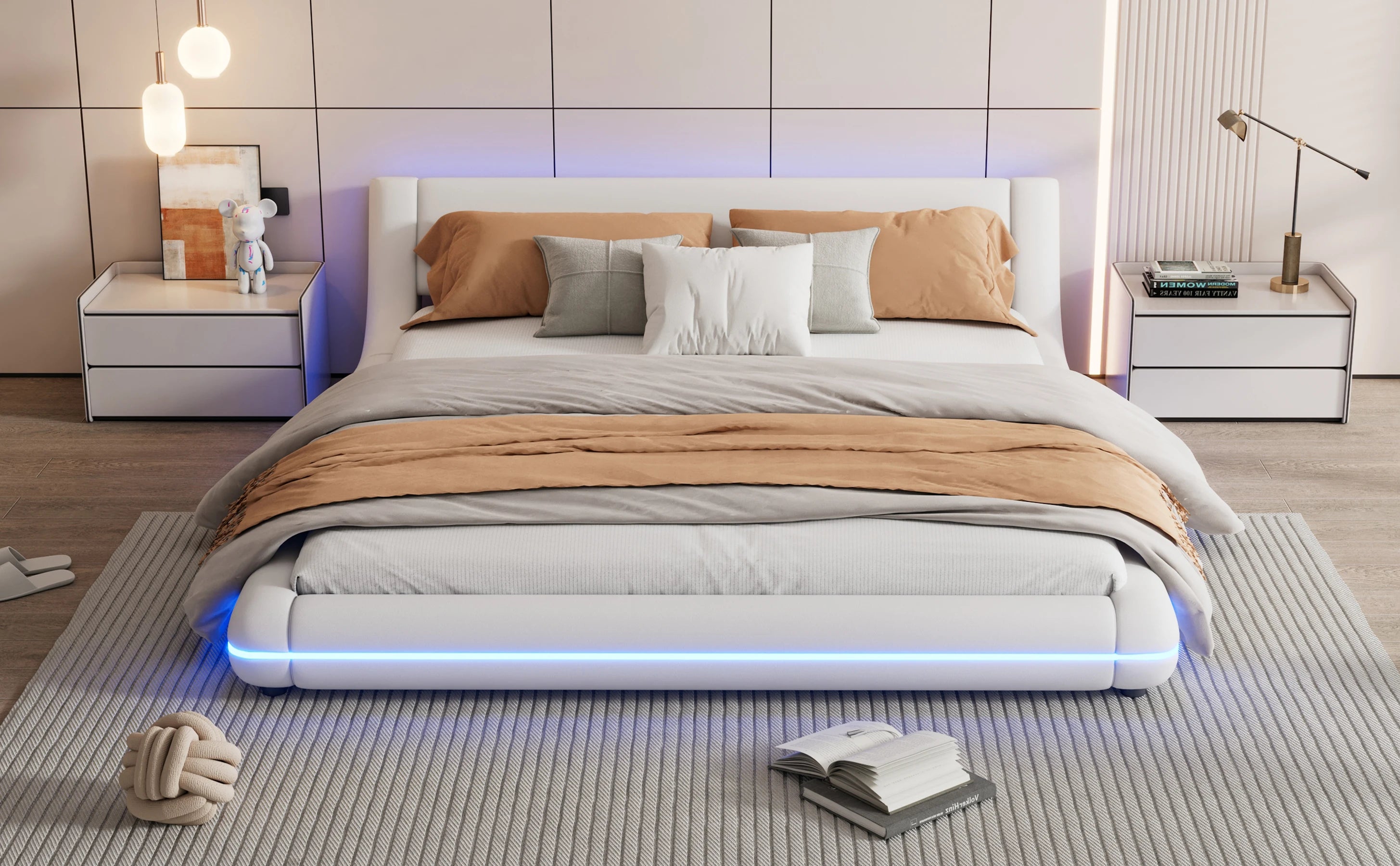 LED Floor Bed 160x200cm – RGB Ambient Light, Remote Control