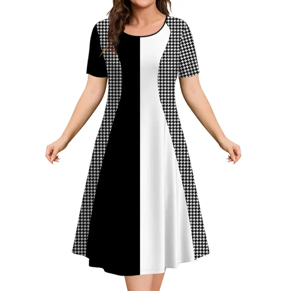 Oversized Summer Women's Short Sleeve Dress Plus Size 9XL Women's Loose Short Dress Casual Printed Fashion Party Dresses 2025