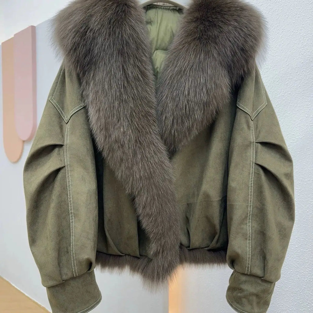 FROST COLLAR - Fur Collar Cotton Parka - Thick Winter Jacket, Faux Fox Trim