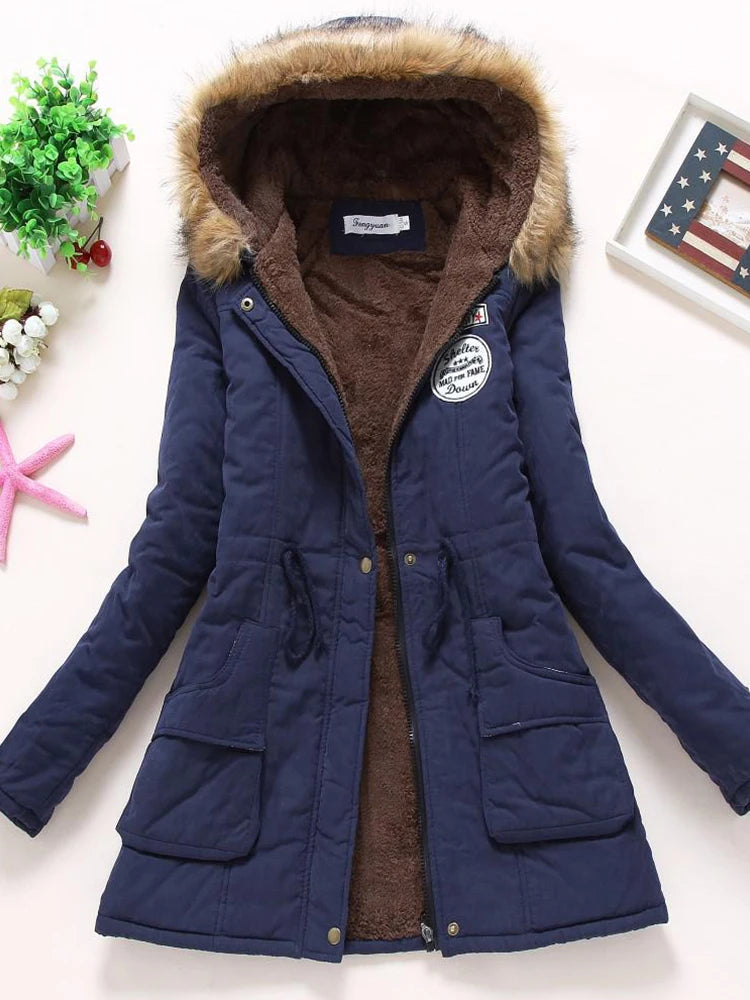 Slim Hooded Padded Coat - Applique & Sash Detail