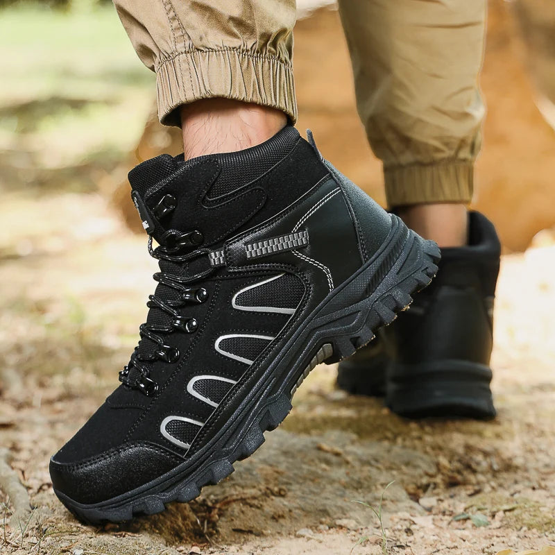 Men's Winter Ankle Boots - Waterproof Lace-Up Hiking Outdoor High-Top Shoes