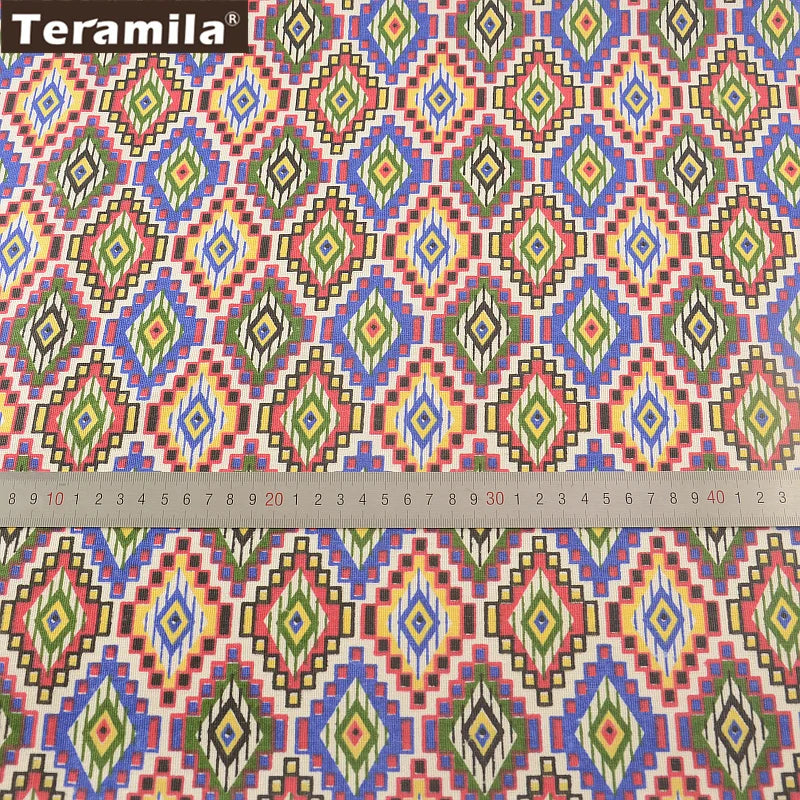 PRINTED CANVAS LINEN FABRIC - Cotton Linen Blend by the Yard - Bold Patterns for DIY