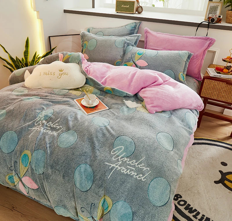 COZY FLANNEL - Thick Fleece Duvet Cover - Double-Sided Velvet, Winter Warmth