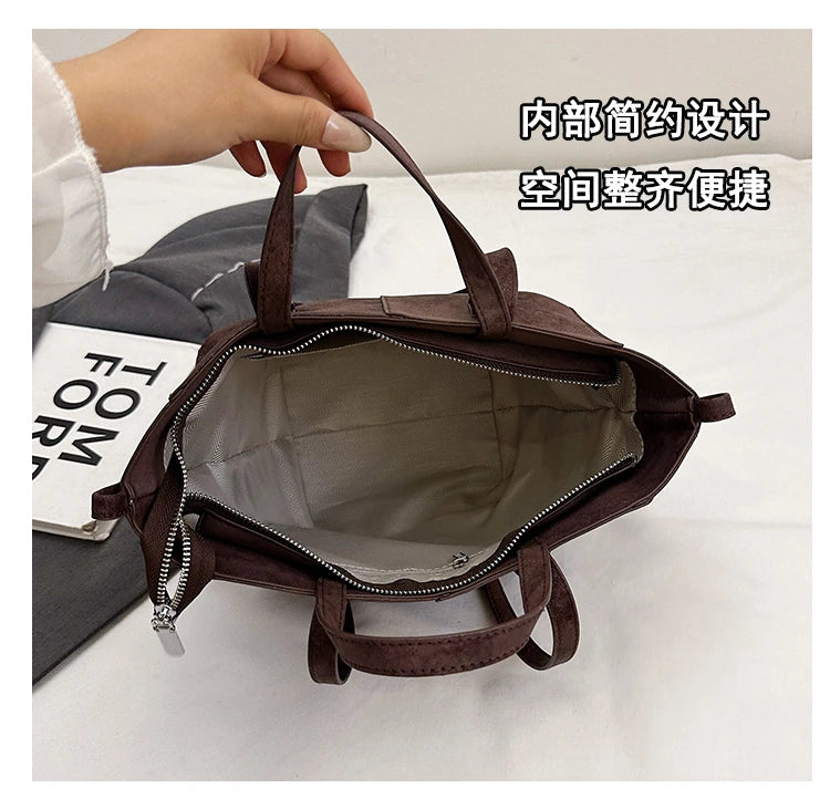Light Luxury Solid PU Hasp Shoulder Bag for Women Commuting Frosted Leather Handbag 2026 Hot Sale Large Capacity Niche Tote Bags