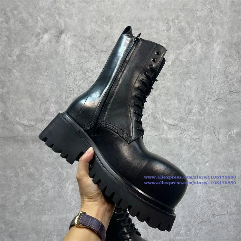 DENIM RIDER - Men's Vintage Denim Motorcycle Boots - Side Zip, Height-Increasing, EU 38–46