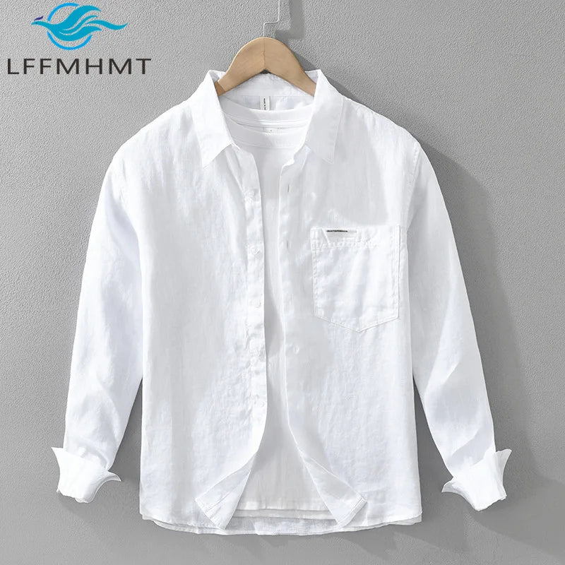 LINEN CASUAL SHIRT - Solid Colors, Long Sleeve - Easy Warm Days