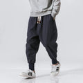 Men's Cotton Linen Drop-Crotch Harem Pants - Baggy Joggers - Casual Streetwear