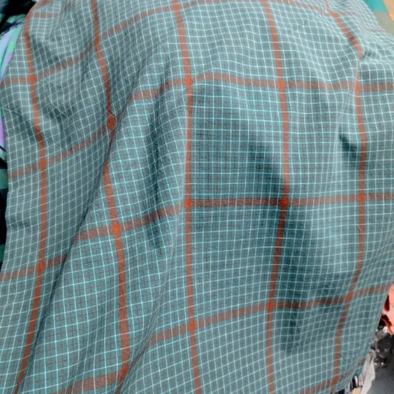 WASHED COTTON PLAID FABRIC - 100% Cotton, 270g/m - Soft Rooms