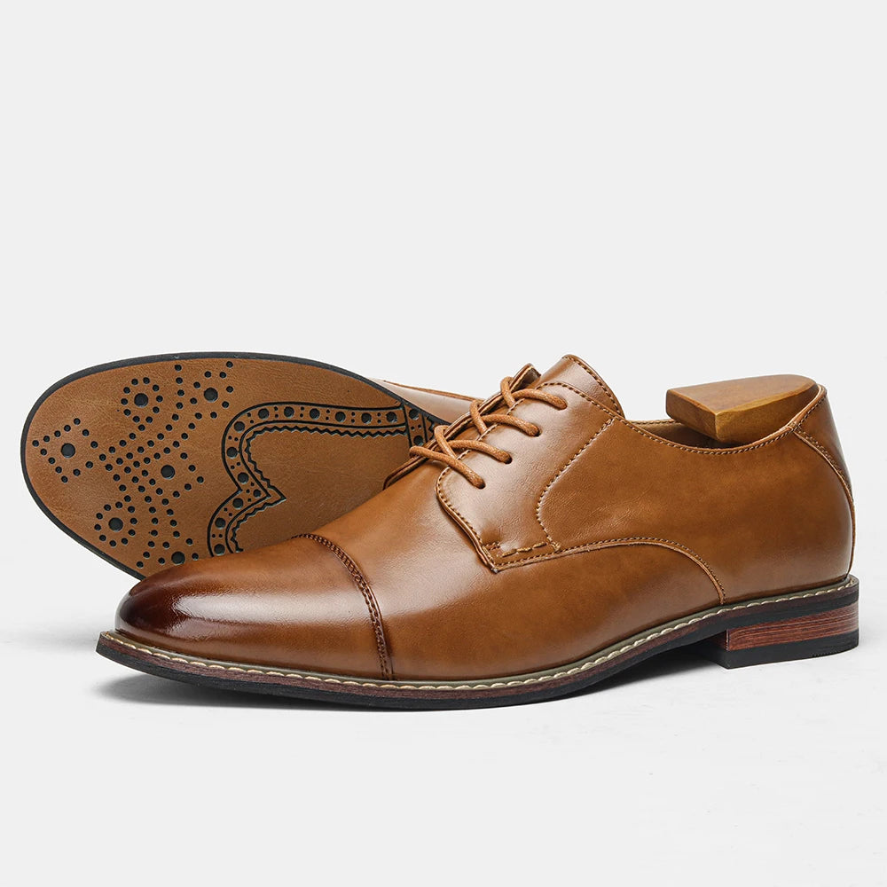 Men's Derby Dress Shoes - Fashion Lace-Up Round Toe Formal Shoes