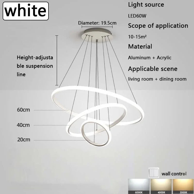 Modern Pendant Chandelier – Dining Room & Bedroom, 3 Colors