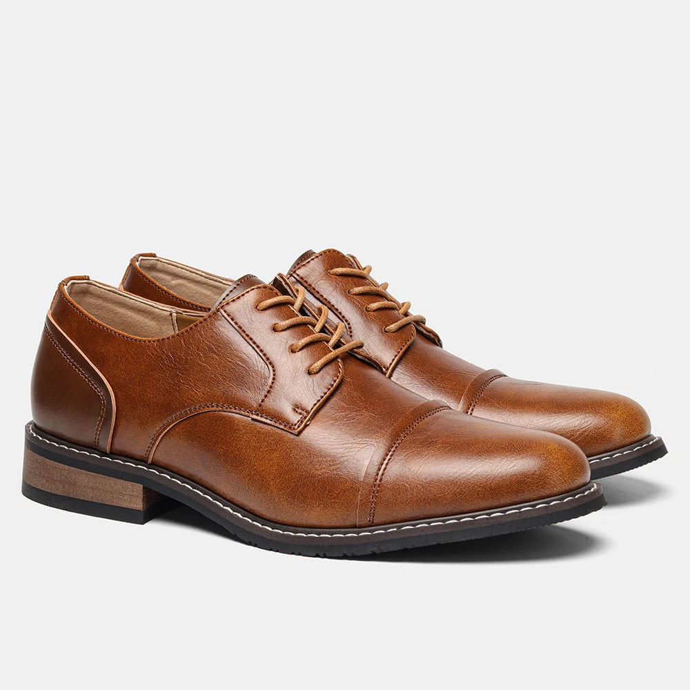 URBAN DERBY - Men's Casual Lace-Up Derby Shoes - Lightweight Faux Leather Dress Shoes, US Sizes 7-13