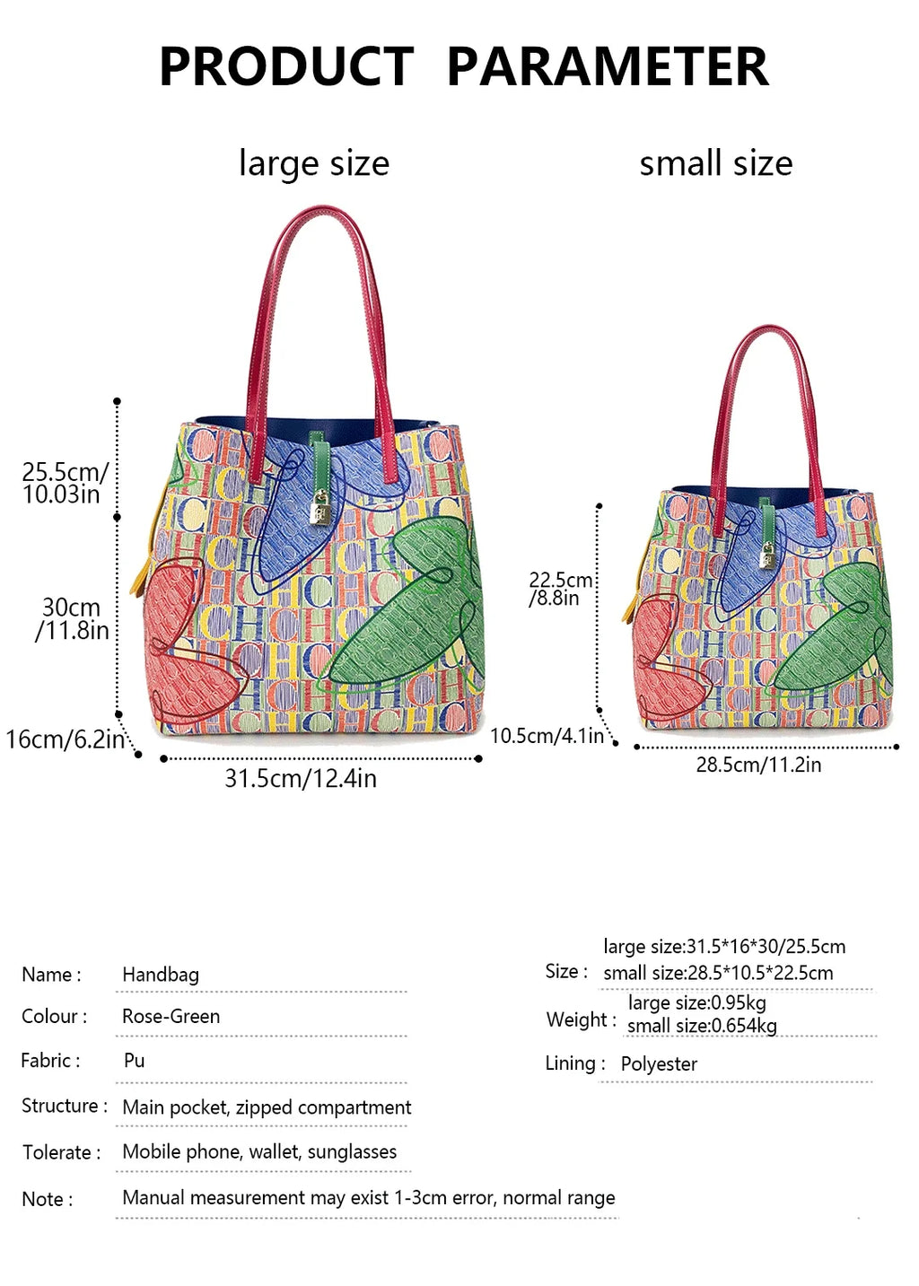 CH Women's Handbag Fashion Letter Printed Flower Design Large Capacity High End Texture Crossbody Bag