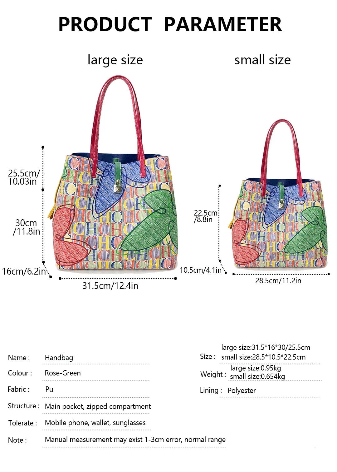 CH Women's Handbag Fashion Letter Printed Flower Design Large Capacity High End Texture Crossbody Bag