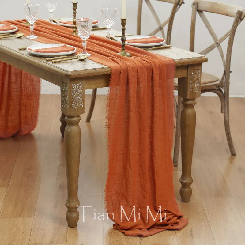 COTTON GAUZE TABLE RUNNER - 23 Colors, 40 & 62cm Wide, Up to 10m - Rustic Tables