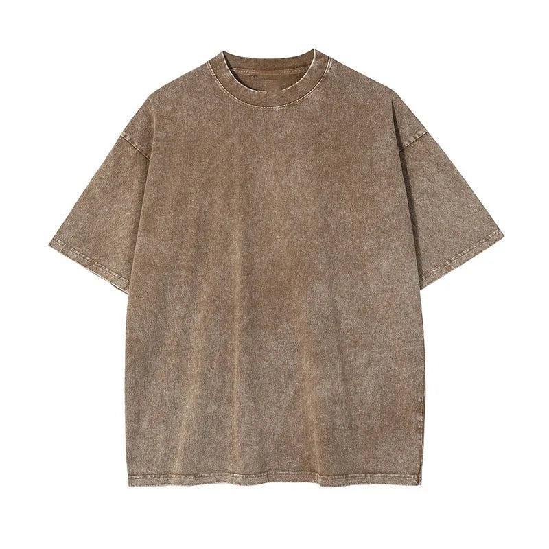 2026 Streetwear Washed Vintage T-Shirts Hip Hop Retro Punk T Shirt Women Tops Cotton Neutral Short Sleeve Acid Wash T-Shirts