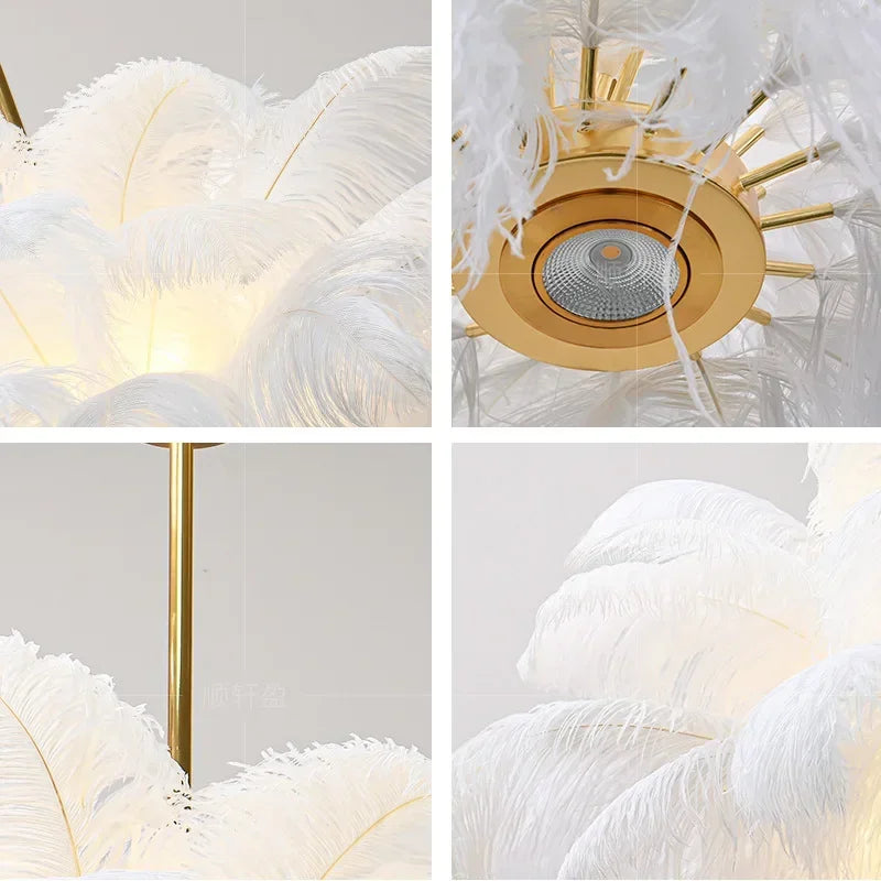 PLUME - Nordic Feather Chandelier - 3 Colors, 3 Sizes, LED Bulbs Included