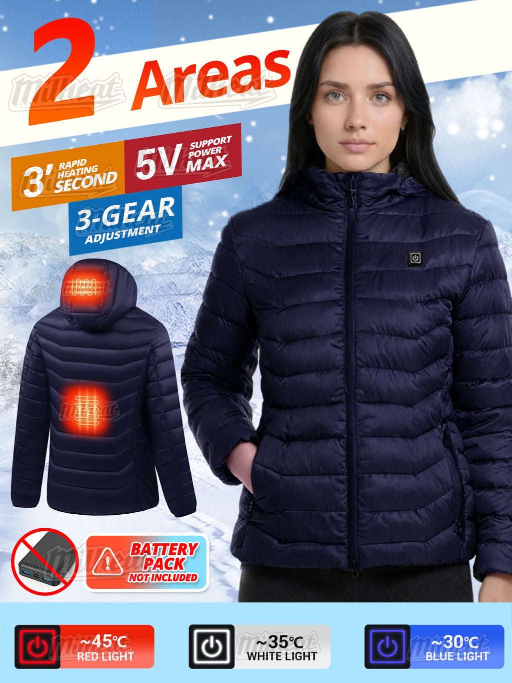 Women Smart Heating Jacket - Up to 21 Zones
