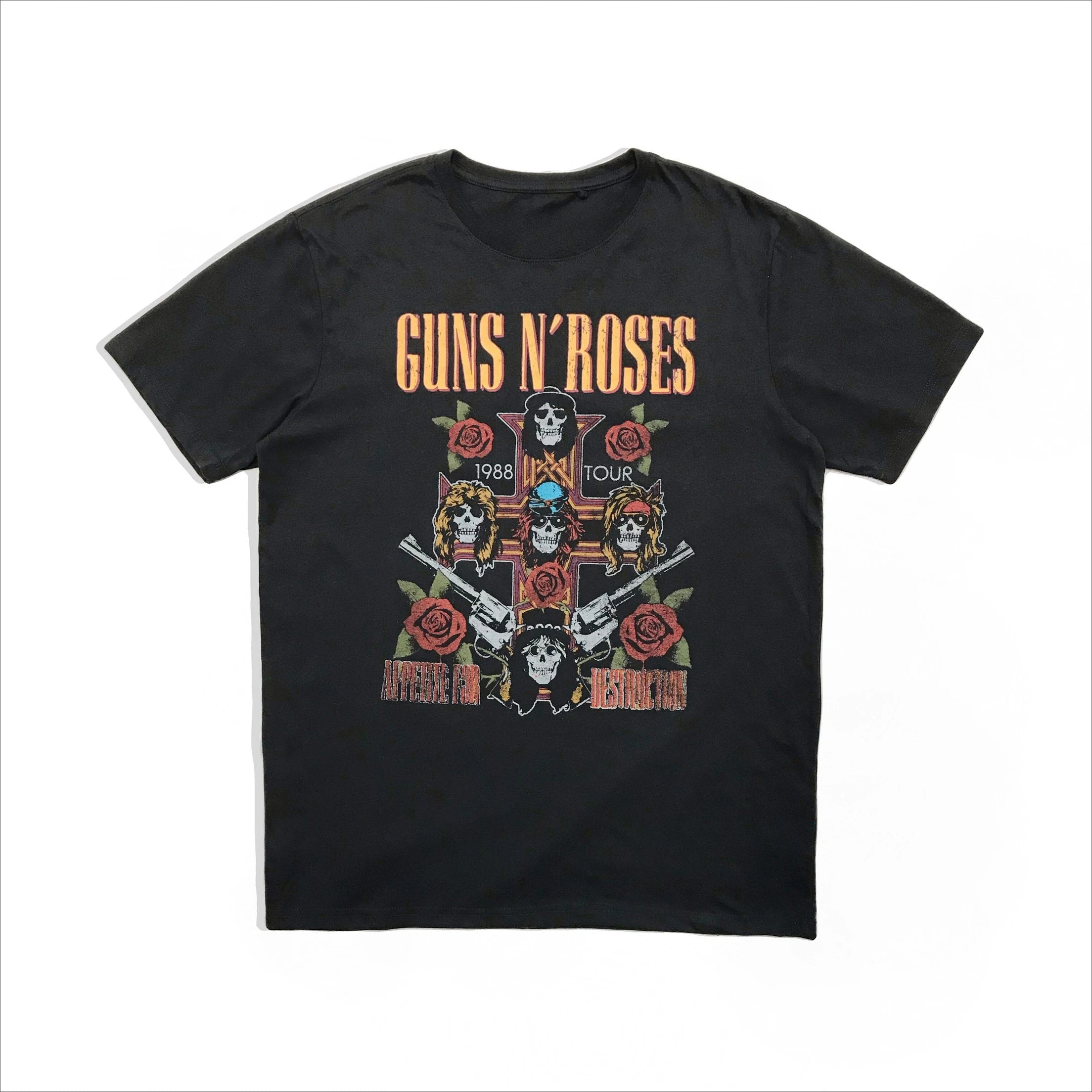 Guns N' Roses T-Shirt - Pistol Rose Rock Band Vintage Tee