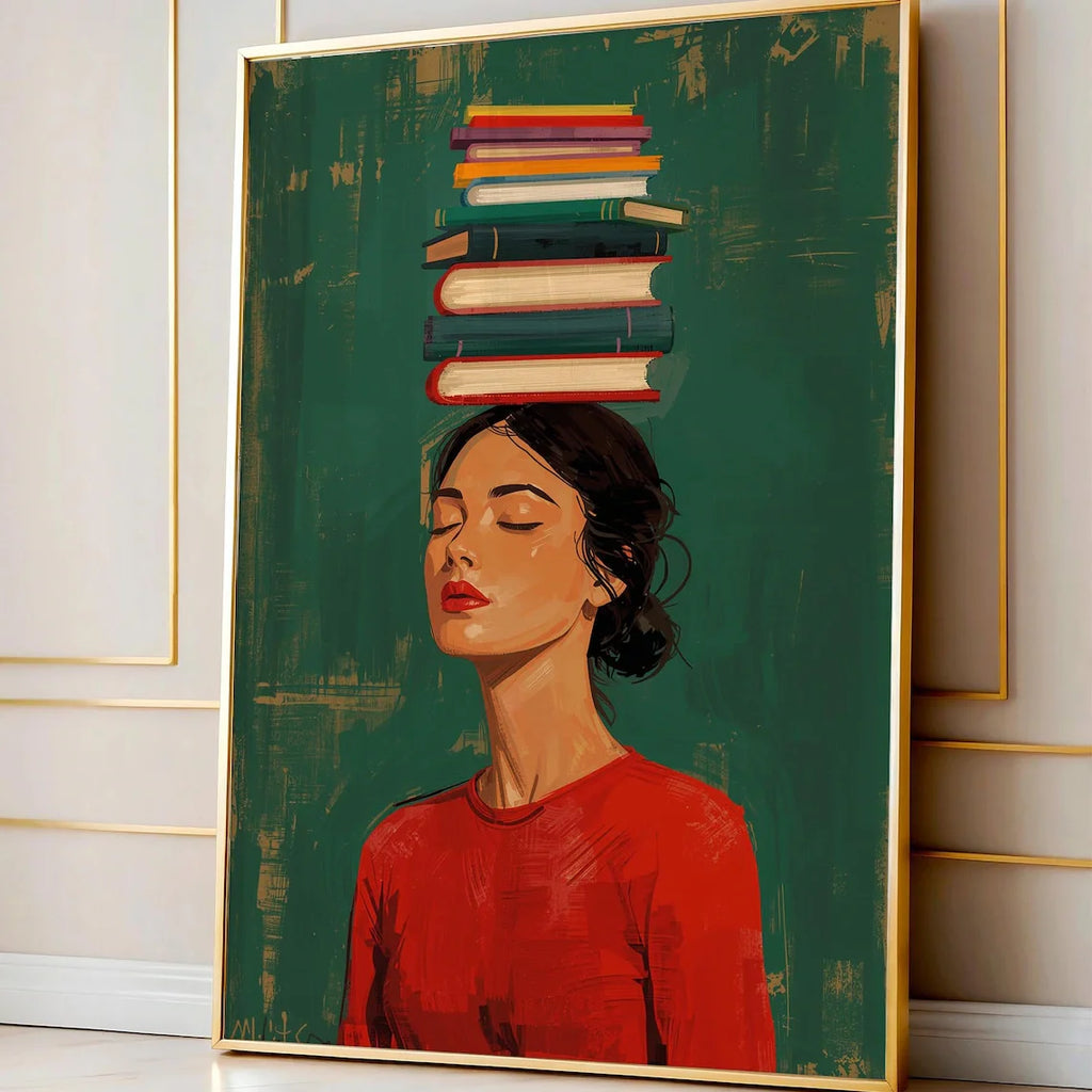 Balanced Books Wall Art - woman in red - artistic decor
