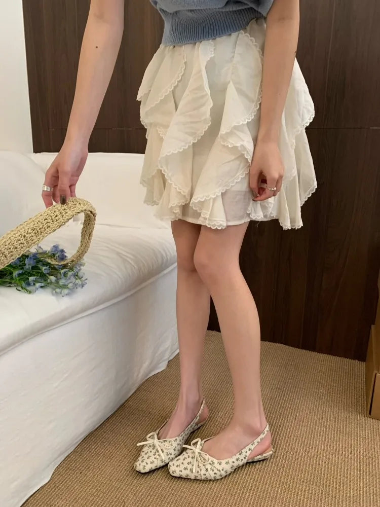 Summer Polka Dot Butterfly-knot Women Sandals Comfort Slip On Slingbacks Mules Shoes Ladies Dress Street Style Low Heel Shoes
