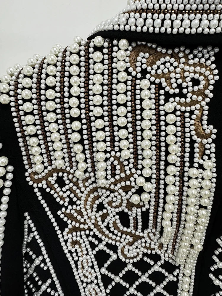 Beaded Cropped Jacket - Black Velvet - Evening Sparkle