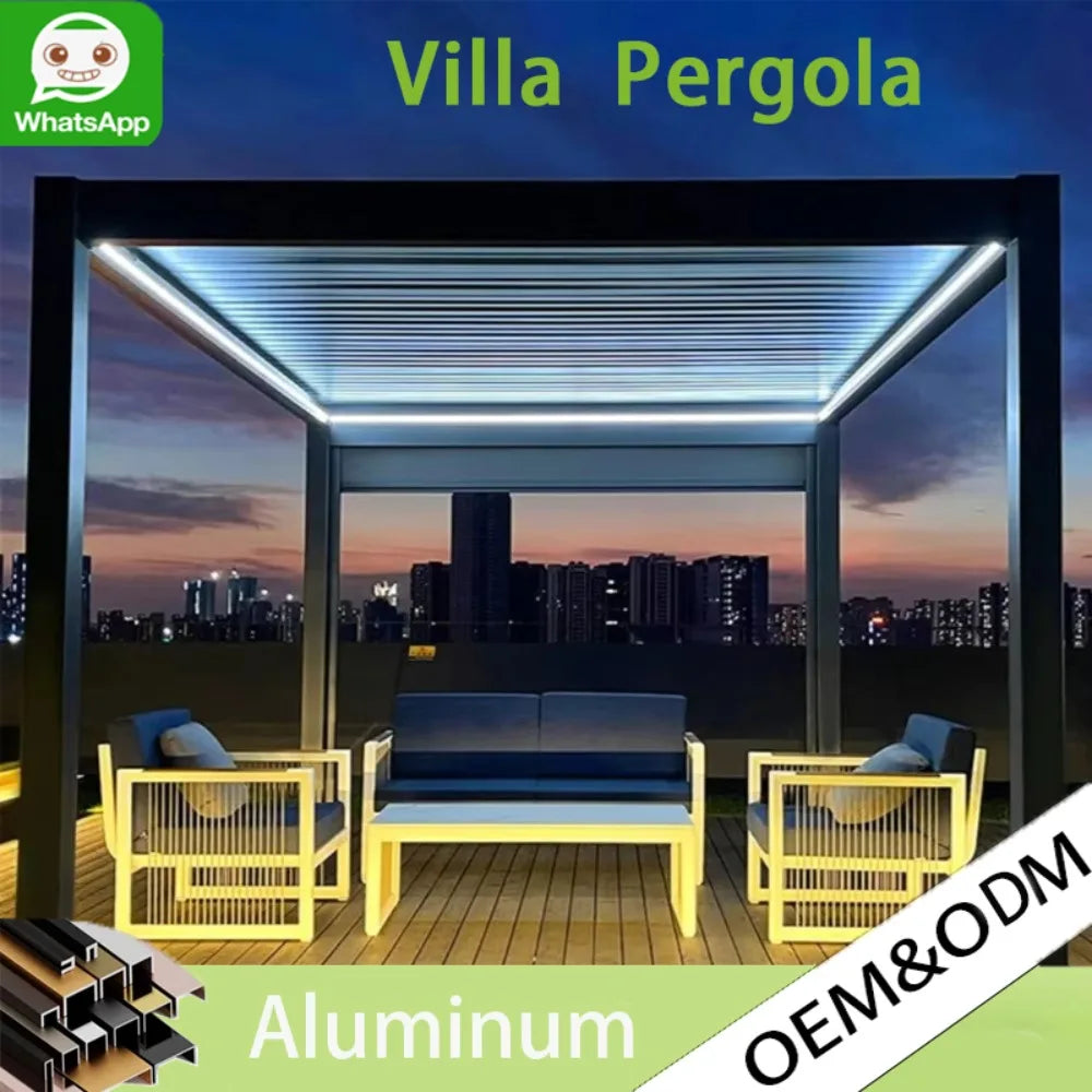 ELECTRIC ALUMINUM PERGOLA - 3x3m to 4x4m - Weatherproof Outdoor Shade