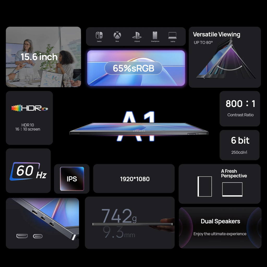 ARZOPA A1 15.6" Portable Monitor - FHD 1080p Ultra-Slim Display
