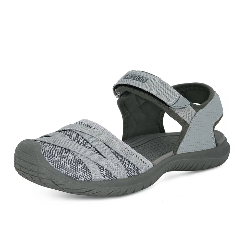 GRITION Women Sandals Casual Outdoor Shoes Closed Toe Flat Heels Elastic Fabric New Fashion 36-41 Ladies Trekking Hiking Sandals