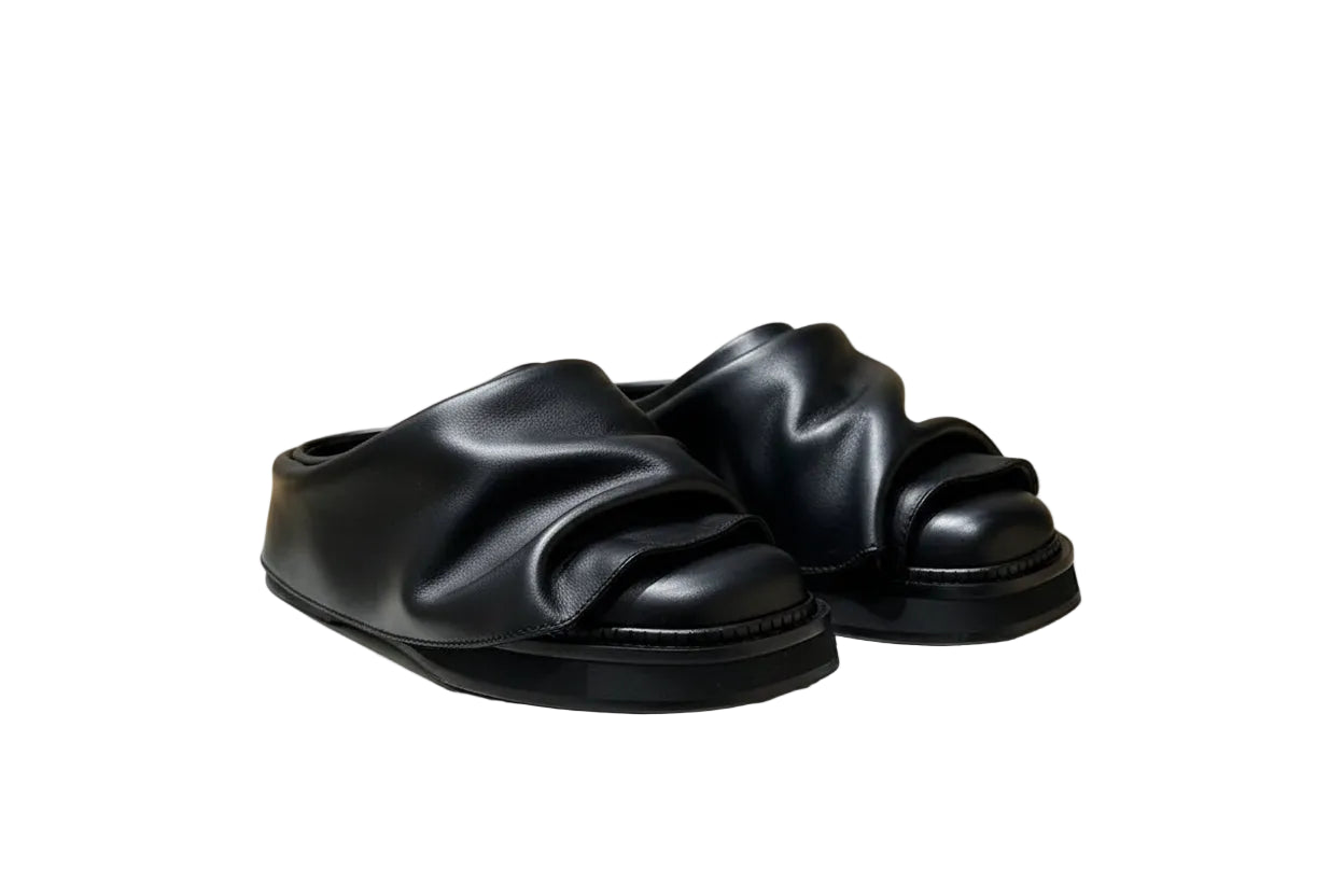 RUCHED PLATFORM - Square Toe Slide Mules - Thick Sole, Height Boost